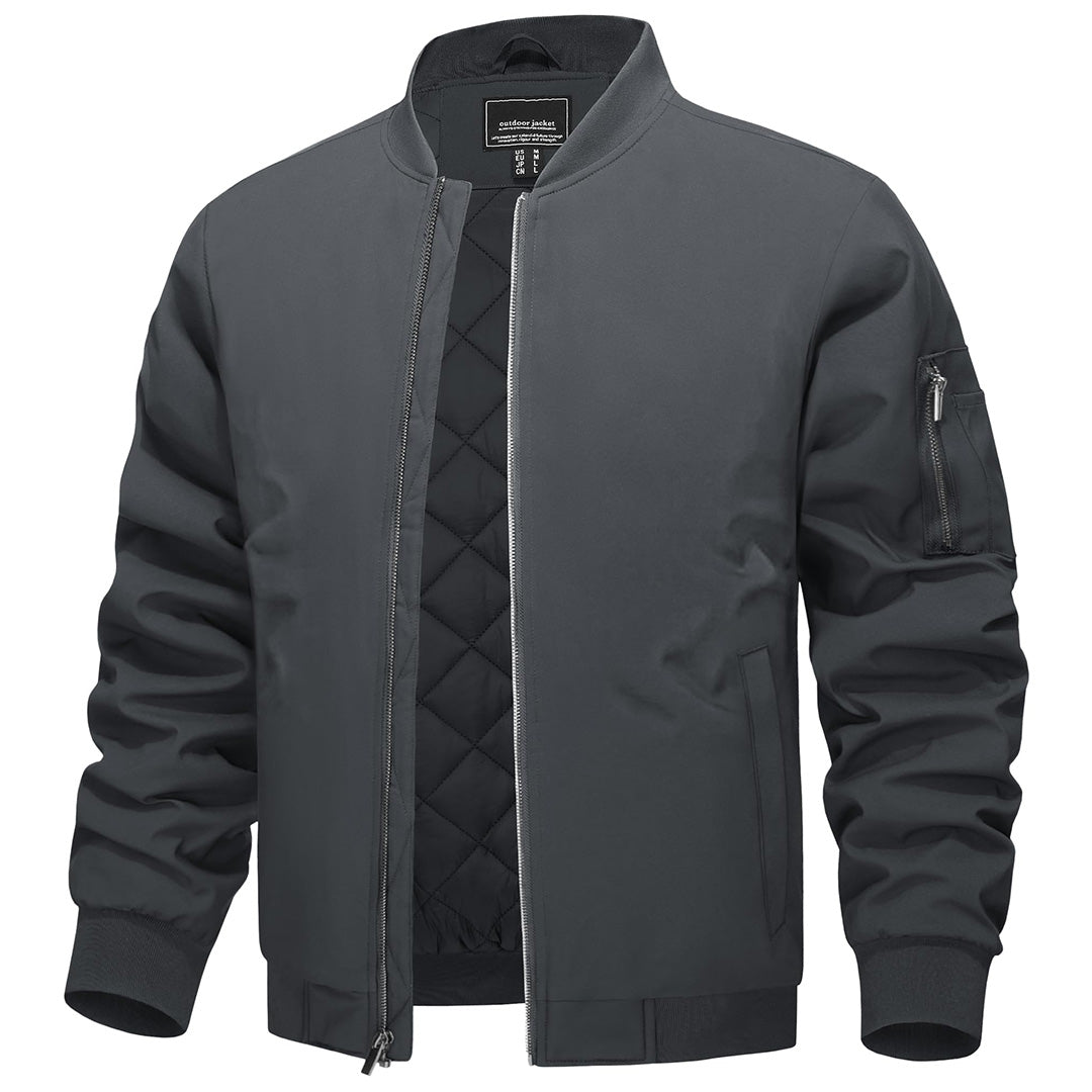 TACVASEN Dark Grey Thermal Quilted Waterproof Bomber Jacket