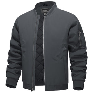 TACVASEN Dark Grey Thermal Quilted Waterproof Bomber Jacket