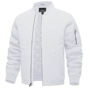 TACVASEN White Thermal Quilted Waterproof Bomber Jacket