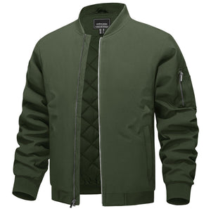 TACVASEN Army Green Thermal Quilted Waterproof Bomber Jacket