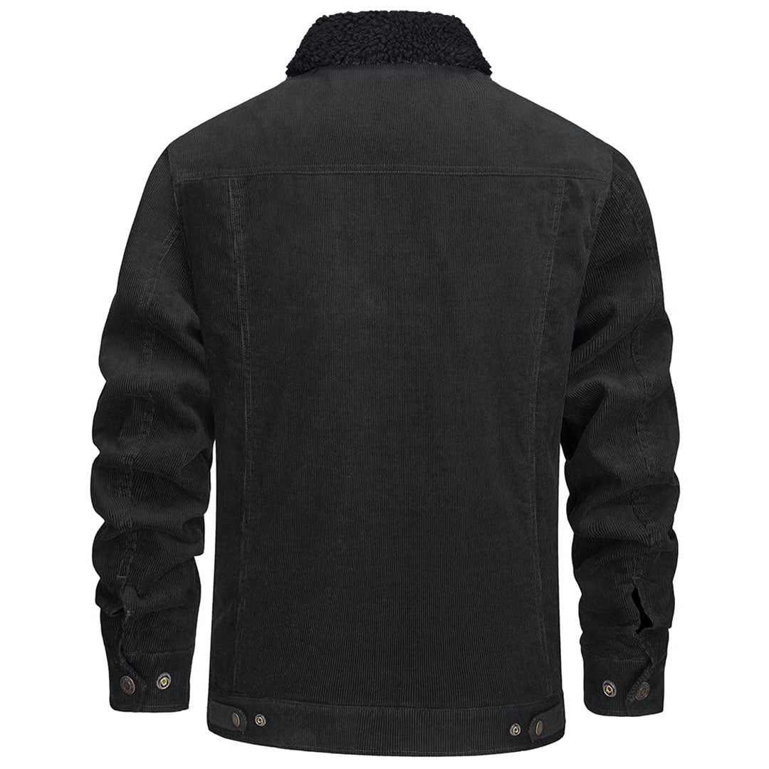 TACVASEN Dark Gray Men's Corduroy Jacket Sherpa Lined Warm Winter Coat Cargo Jacket