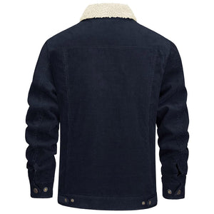 TACVASEN Brown Men's Corduroy Jacket Sherpa Lined Warm Winter Coat Cargo Jacket