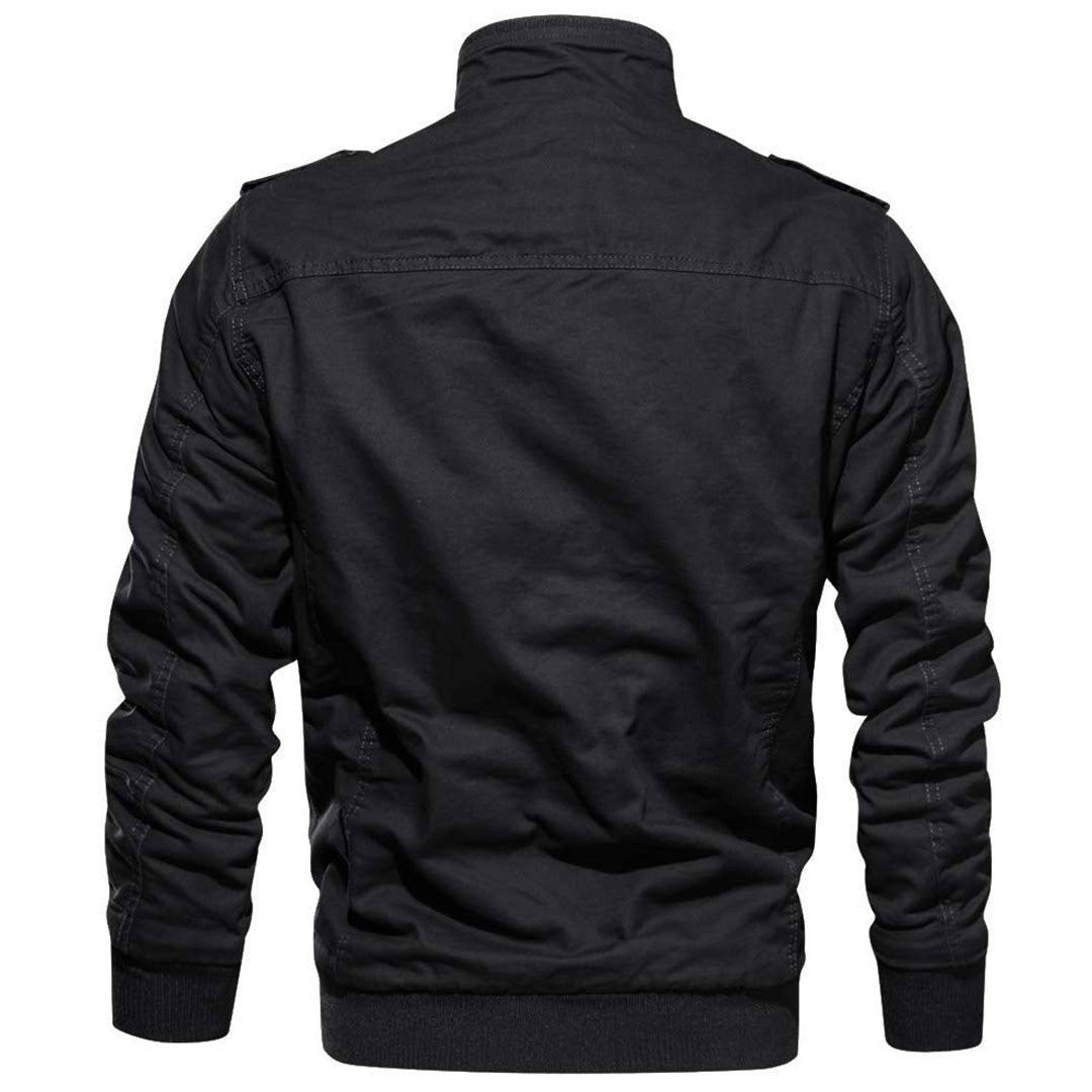 TACVASEN Black Men's Fleece Lined Tactical Bomber Jacket