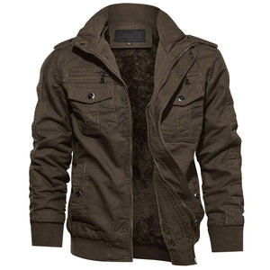 TACVASEN Coffee Men's Fleece Lined Tactical Bomber Jacket