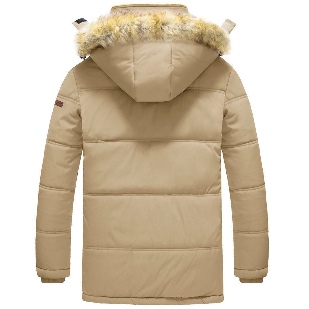 TACVASEN Black Men's Winter Jacket with Hood Water Repellent Windproof Coat