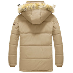 TACVASEN Black Men's Winter Jacket with Hood Water Repellent Windproof Coat