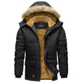 TACVASEN Black Men's Winter Jacket with Hood Water Repellent Windproof Coat
