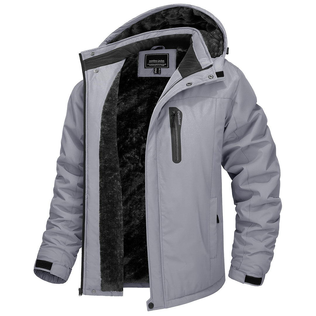 TACVASEN Light Grey Insulated Fleece Lined Winter Hiking Jacket