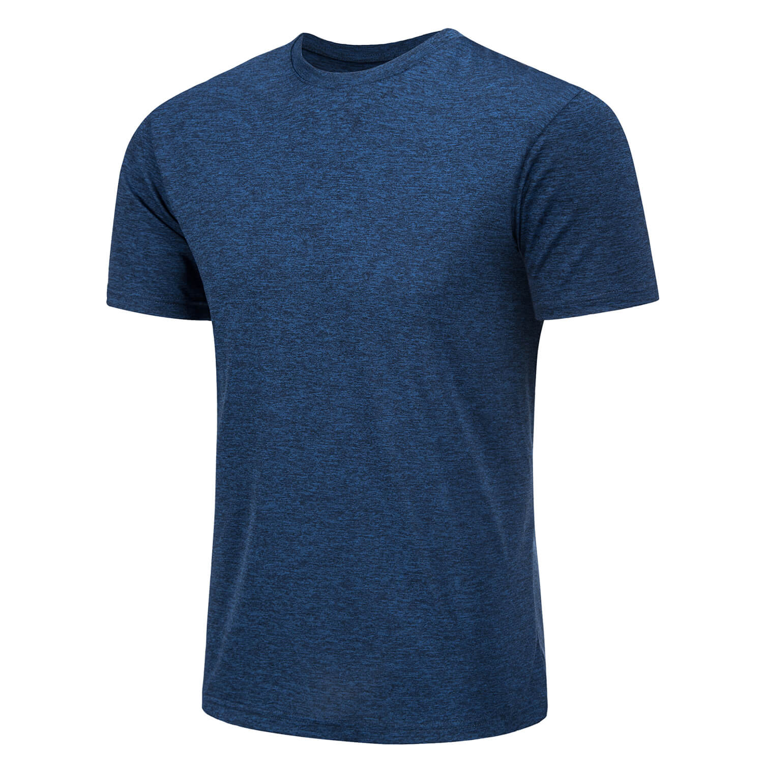 TACVASEN Dark Blue Men's Quick - Dry Solid Round Neck T-shirt