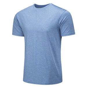 TACVASEN Light Blue Men's Quick - Dry Solid Round Neck T-shirt