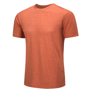 TACVASEN Orange Men's Quick - Dry Solid Round Neck T-shirt