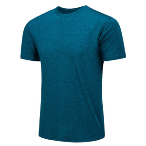 TACVASEN Peacock Blue Men's Quick - Dry Solid Round Neck T-shirt