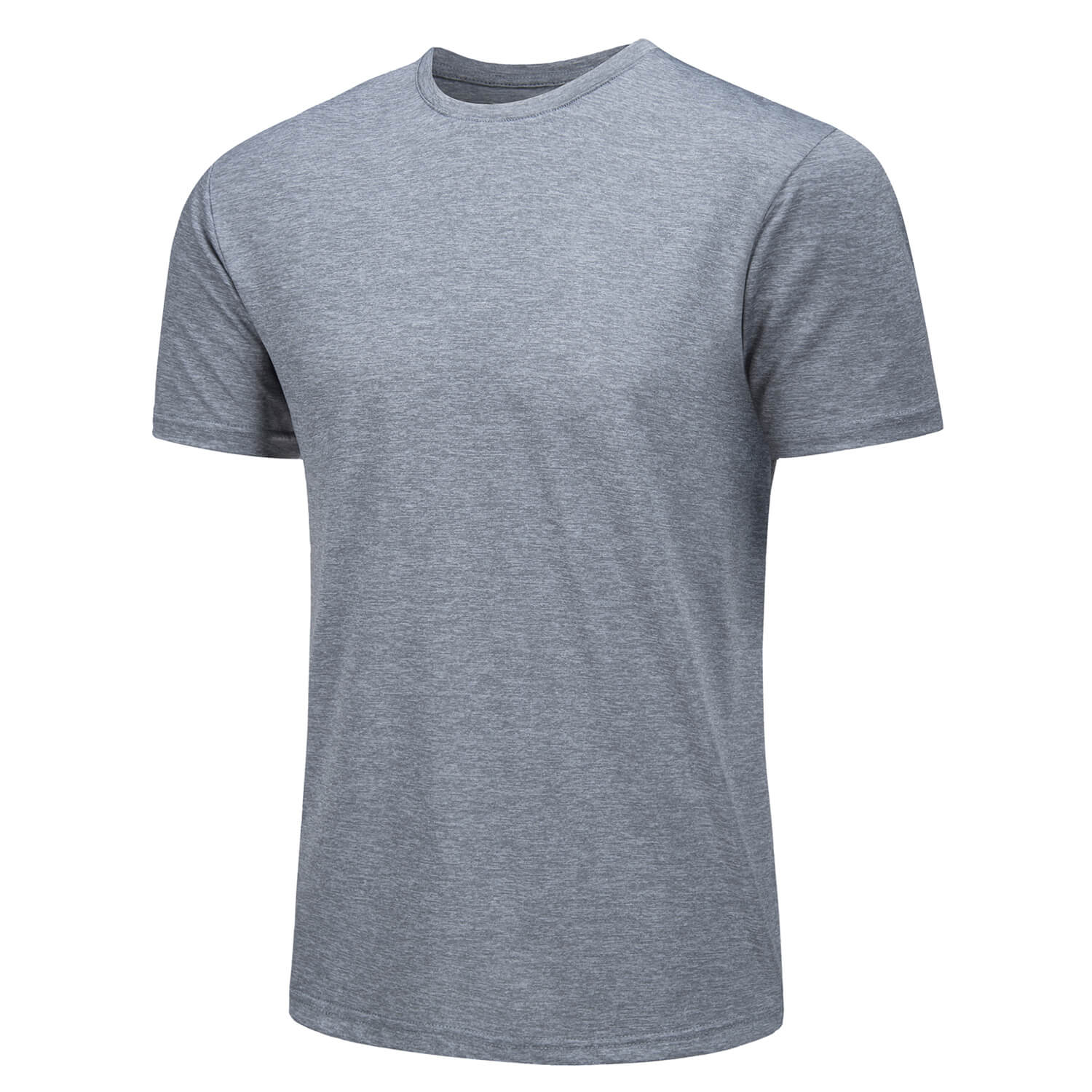 TACVASEN Light Grey Men's Quick - Dry Solid Round Neck T-shirt