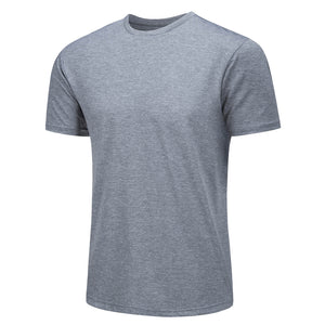 TACVASEN Light Grey Men's Quick - Dry Solid Round Neck T-shirt