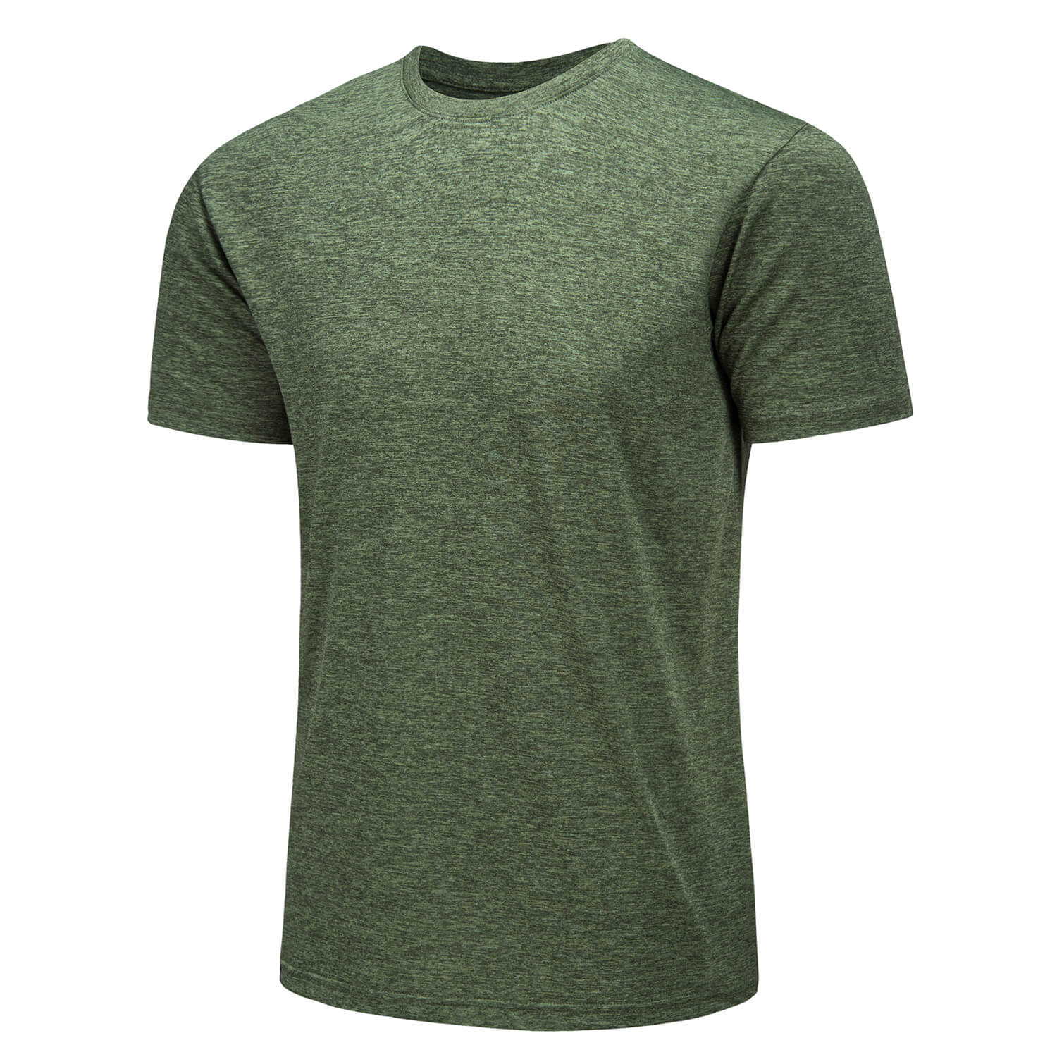TACVASEN Army Green Men's Quick - Dry Solid Round Neck T-shirt