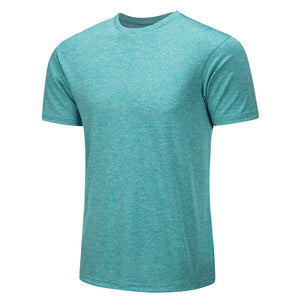 TACVASEN Light Green Men's Quick - Dry Solid Round Neck T-shirt
