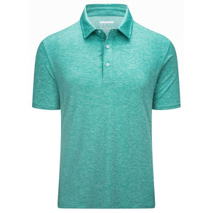 TACVASEN Light Green Men's Golf 3 Buttons Spread Collar Solid Quick Dry Polo Shirt