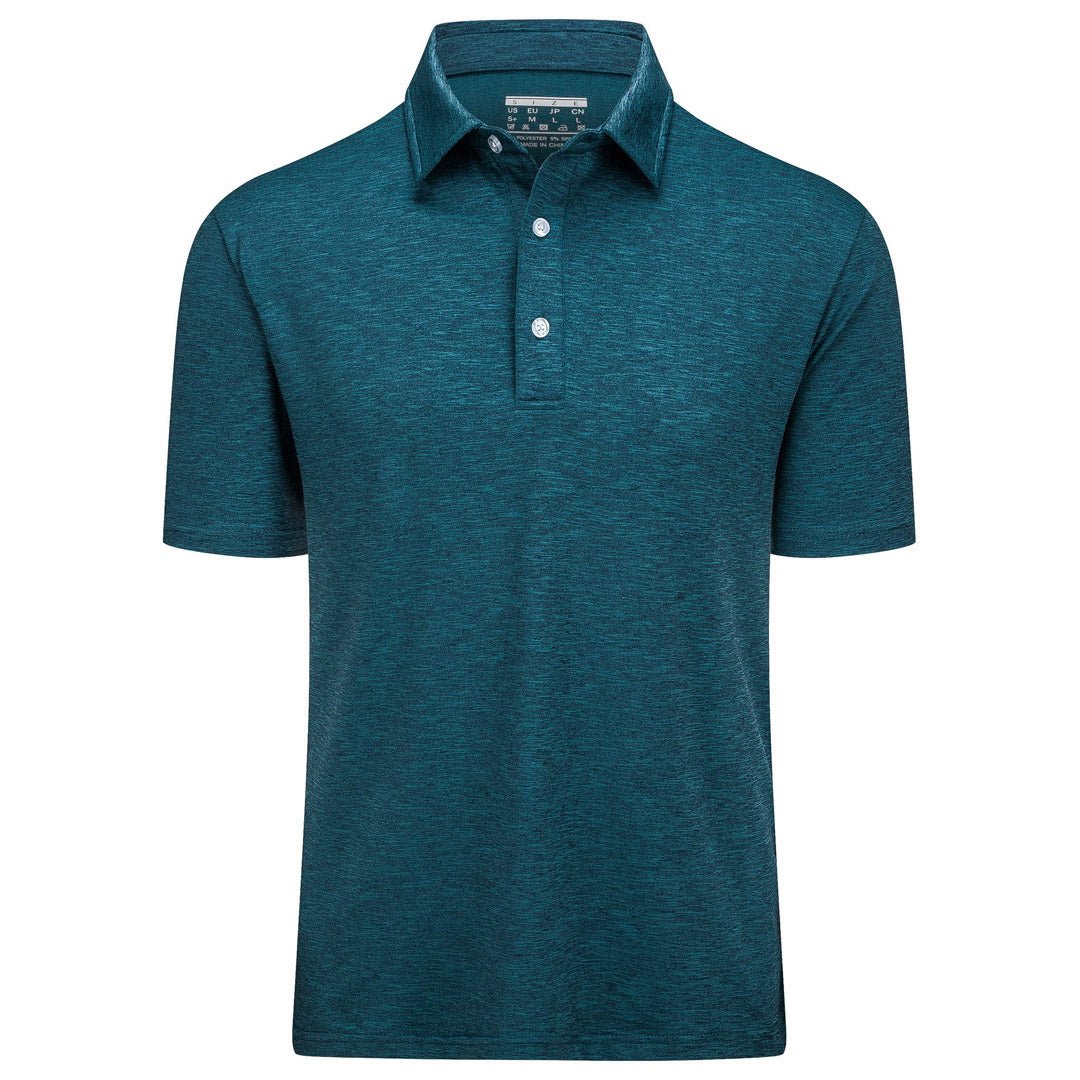 TACVASEN Peacock Bue Men's Golf 3 Buttons Spread Collar Solid Quick Dry Polo Shirt