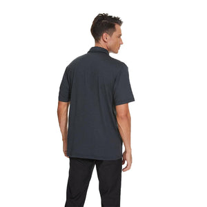 TACVASEN Black Men's Golf 3 Buttons Spread Collar Solid Quick Dry Polo Shirt