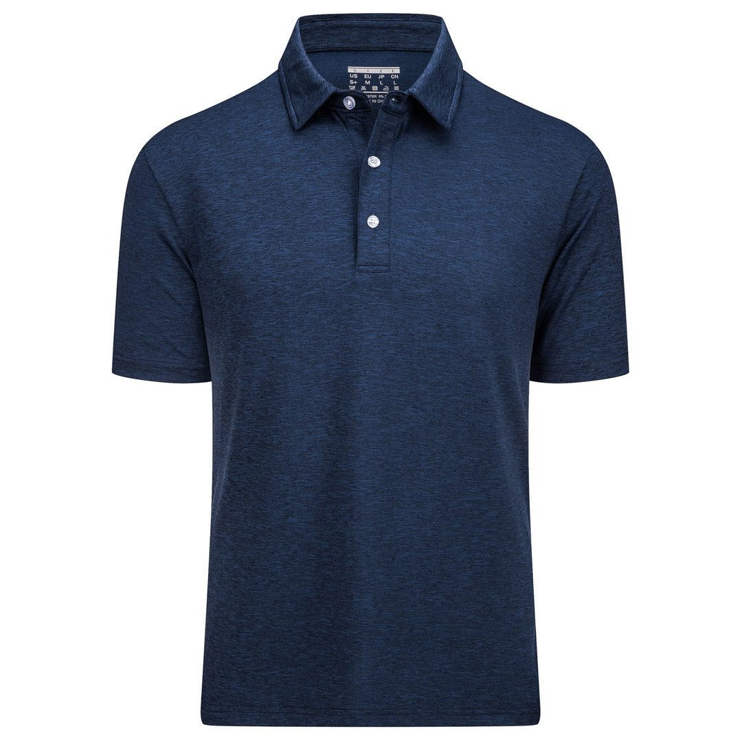 TACVASEN Dark Blue Men's Golf 3 Buttons Spread Collar Solid Quick Dry Polo Shirt