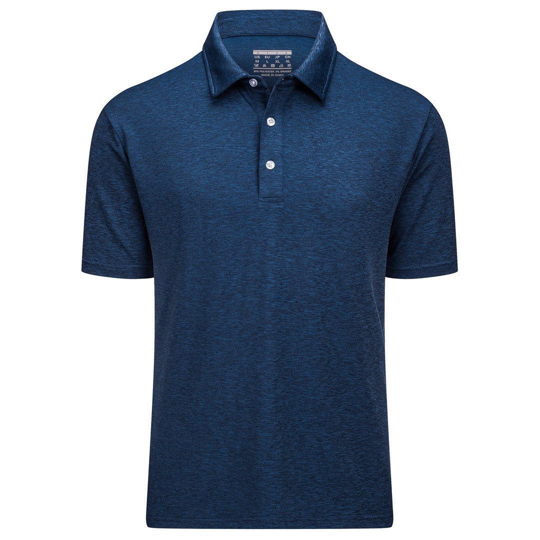 TACVASEN Medium Blue Men's Golf 3 Buttons Spread Collar Solid Quick Dry Polo Shirt