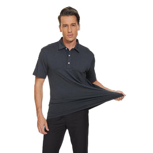TACVASEN Black Men's Golf 3 Buttons Spread Collar Solid Quick Dry Polo Shirt