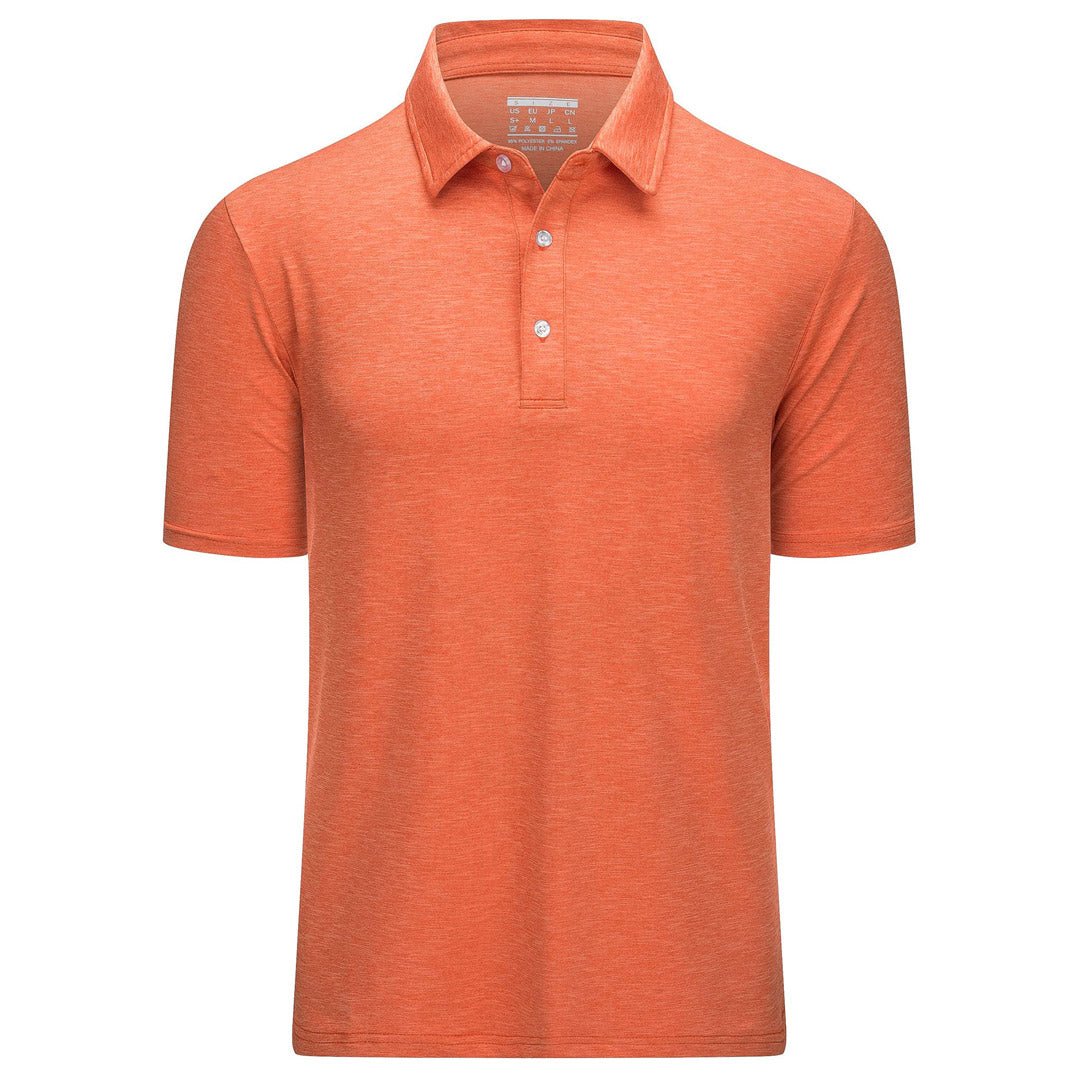 TACVASEN Orange Men's Golf 3 Buttons Spread Collar Solid Quick Dry Polo Shirt