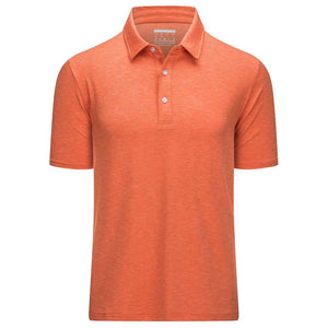 TACVASEN Orange Men's Golf 3 Buttons Spread Collar Solid Quick Dry Polo Shirt