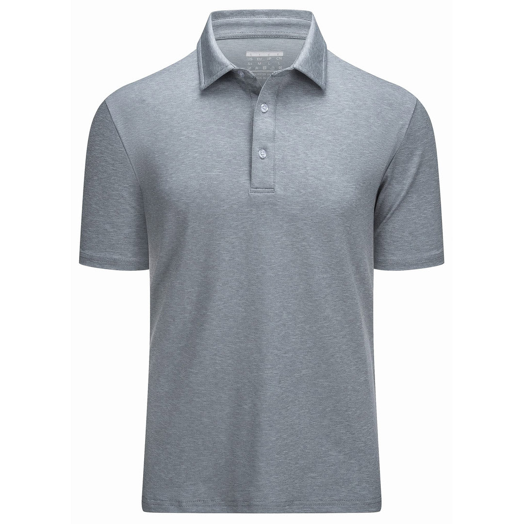 TACVASEN Silver Men's Golf 3 Buttons Spread Collar Solid Quick Dry Polo Shirt