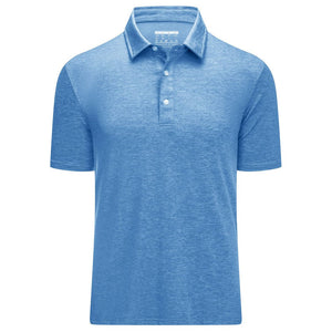 TACVASEN Sky Blue Men's Golf 3 Buttons Spread Collar Solid Quick Dry Polo Shirt
