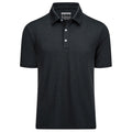 TACVASEN Black Men's Golf 3 Buttons Spread Collar Solid Quick Dry Polo Shirt