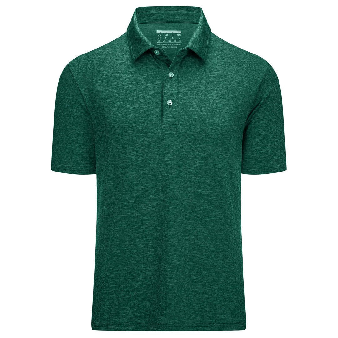 TACVASEN Emerald Green Men's Golf 3 Buttons Spread Collar Solid Quick Dry Polo Shirt