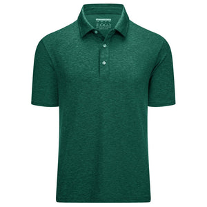 TACVASEN Emerald Green Men's Golf 3 Buttons Spread Collar Solid Quick Dry Polo Shirt