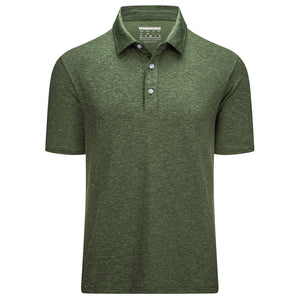 TACVASEN Army Green Men's Golf 3 Buttons Spread Collar Solid Quick Dry Polo Shirt