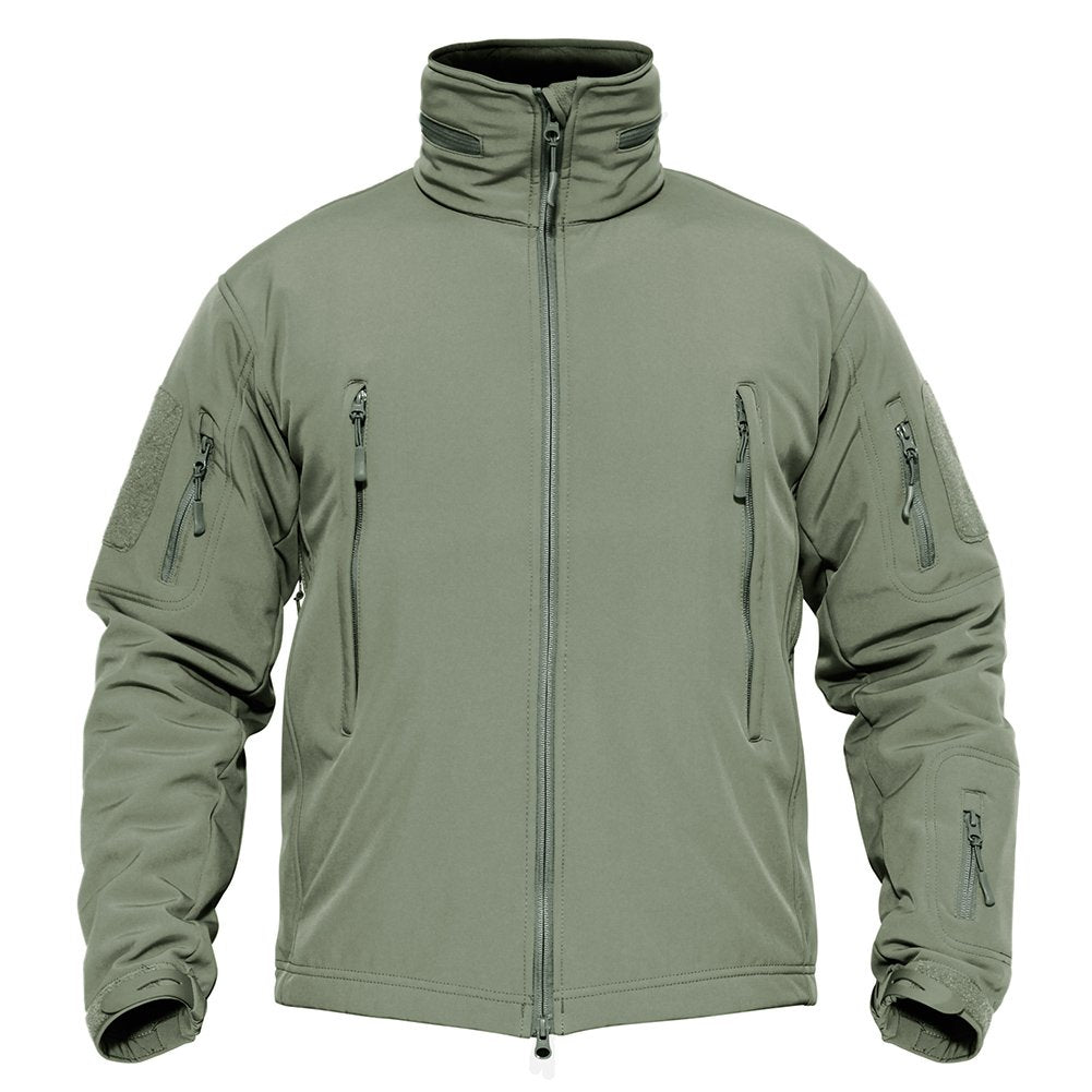 TACVASEN Army Green Men's Combat Airsoft Softshell Fleece Army Coat