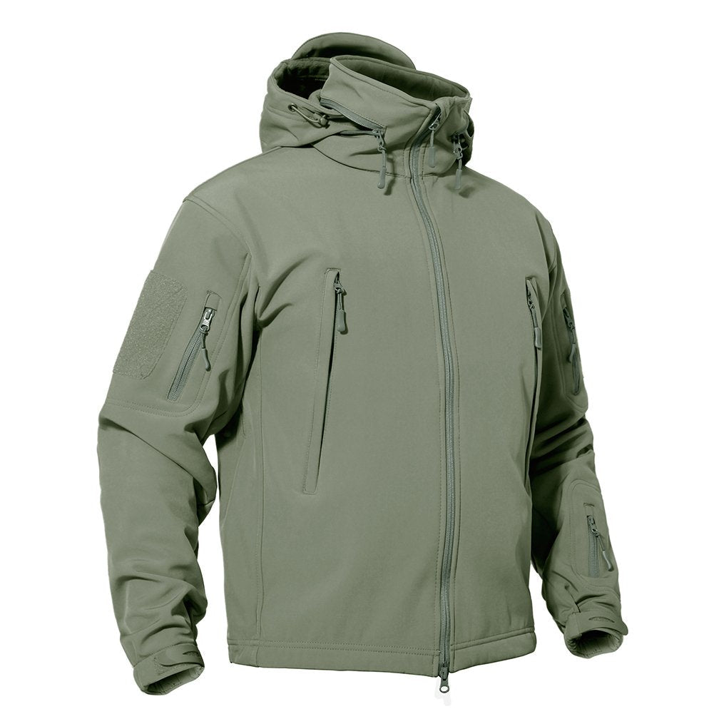 TACVASEN Army Green Men's Combat Airsoft Softshell Fleece Army Coat