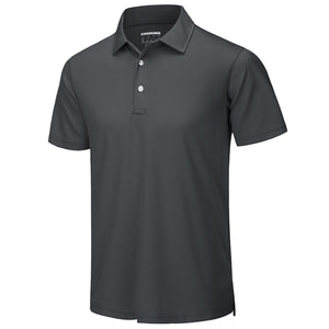 TACVASEN Dark Grey Men's Dry Fit Short Sleeve Performance Golf Polo Work Shirt