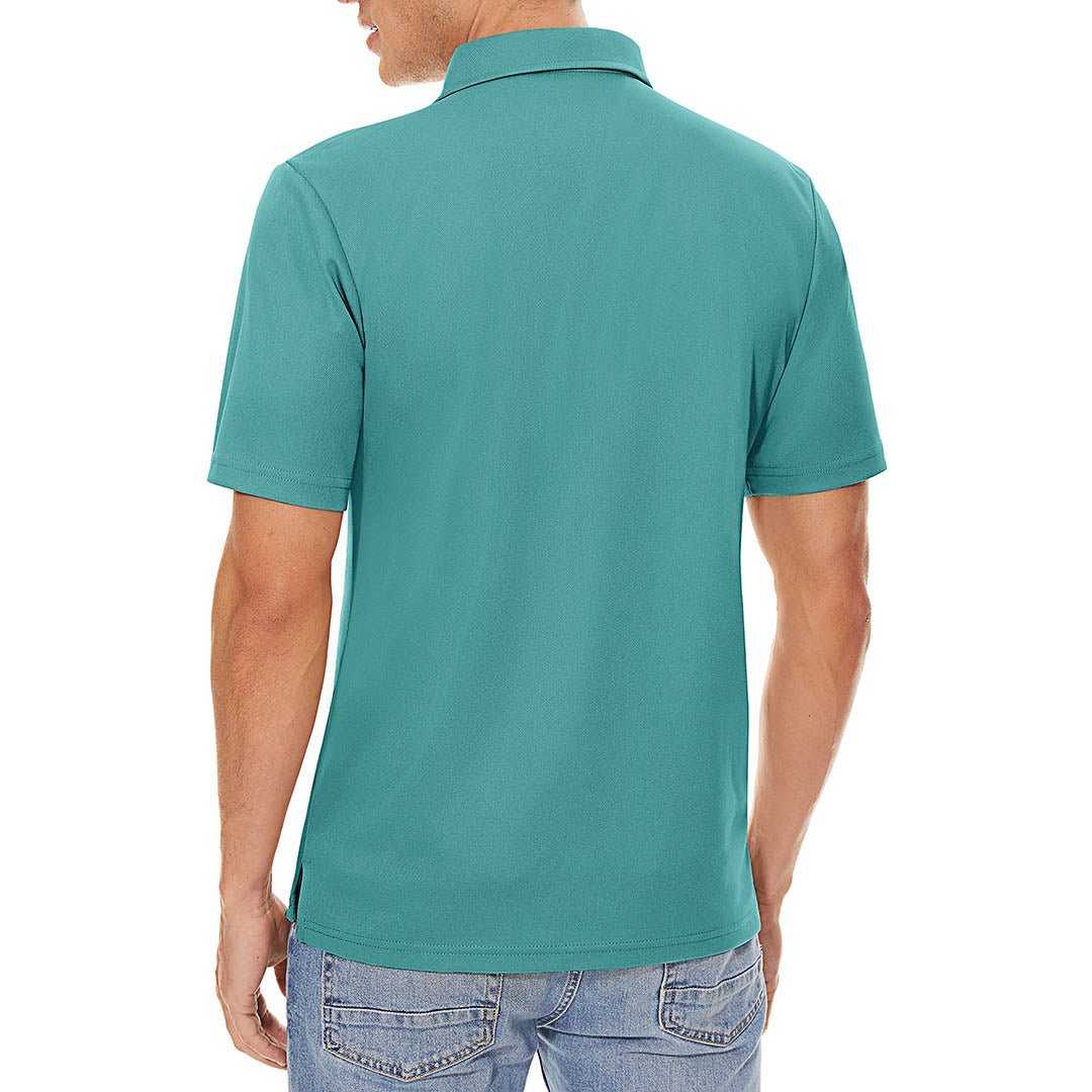 TACVASEN Grey Green Men's Dry Fit Short Sleeve Performance Golf Polo Work Shirt