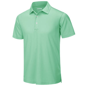 TACVASEN Mint Green Men's Dry Fit Short Sleeve Performance Golf Polo Work Shirt