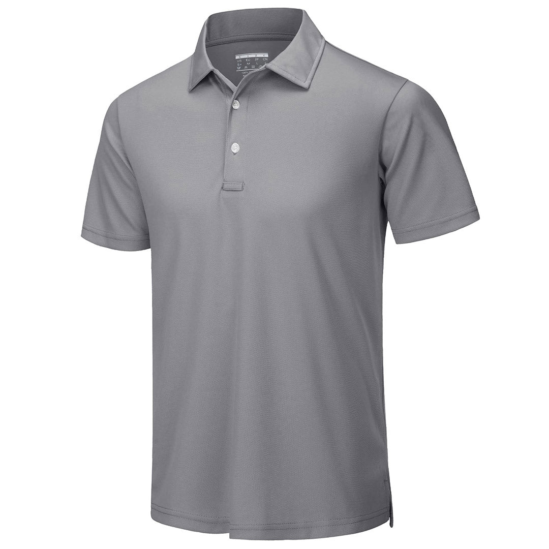 TACVASEN Light Grey Men's Dry Fit Short Sleeve Performance Golf Polo Work Shirt