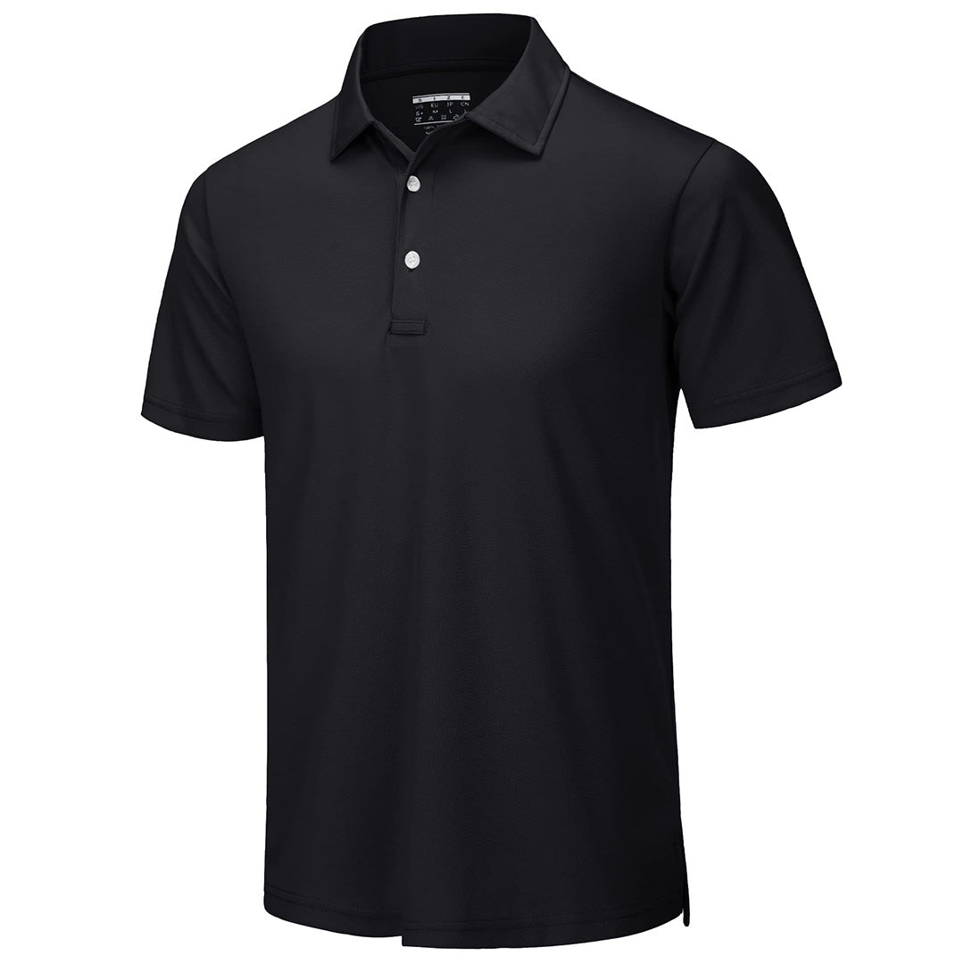 TACVASEN Black Men's Dry Fit Short Sleeve Performance Golf Polo Work Shirt
