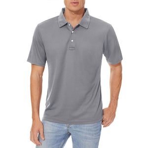 TACVASEN Light Grey Men's Dry Fit Short Sleeve Performance Golf Polo Work Shirt