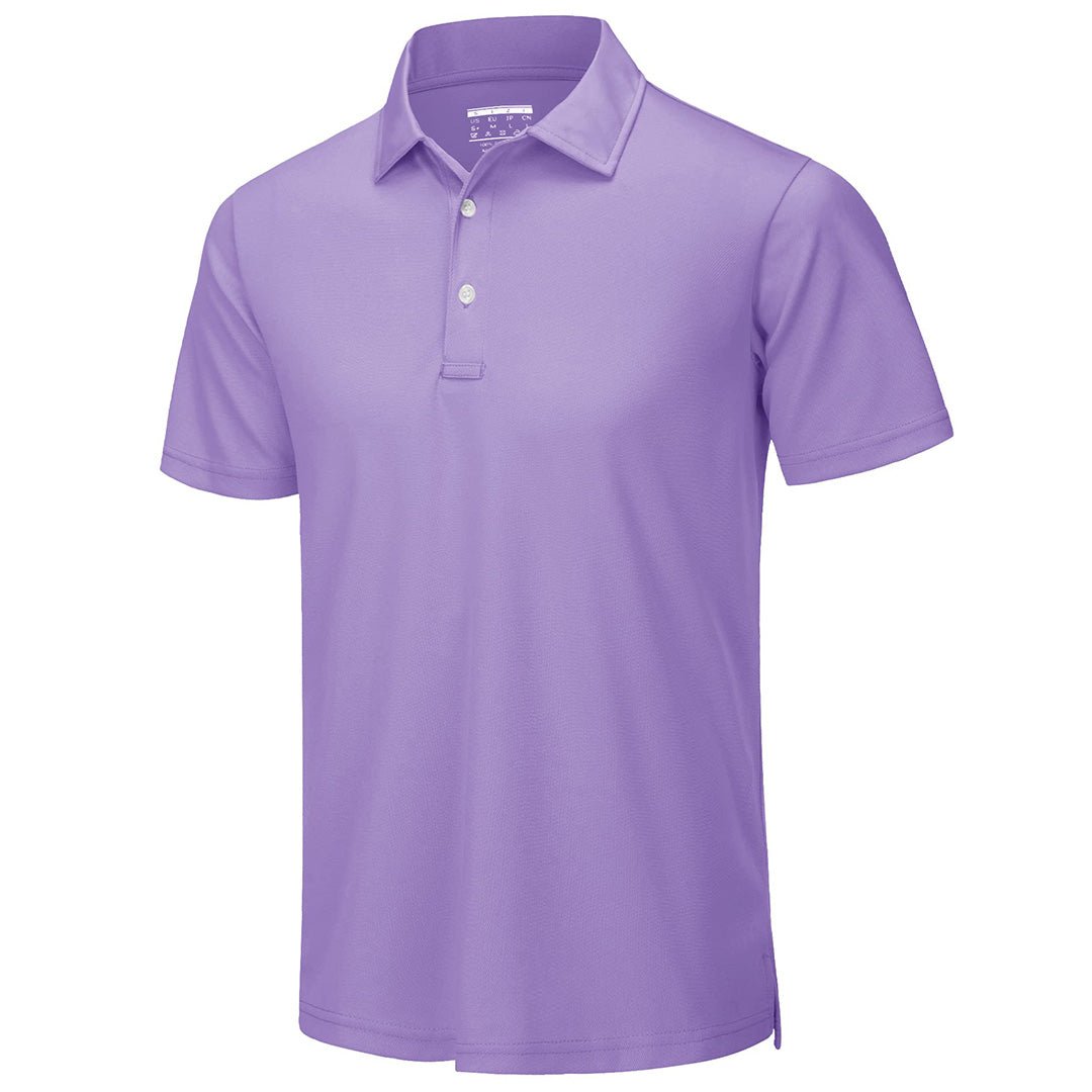 TACVASEN Light Purple Men's Dry Fit Short Sleeve Performance Golf Polo Work Shirt