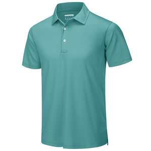 TACVASEN Grey Green Men's Dry Fit Short Sleeve Performance Golf Polo Work Shirt