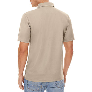 TACVASEN Khaki Men's Dry Fit Short Sleeve Performance Golf Polo Work Shirt