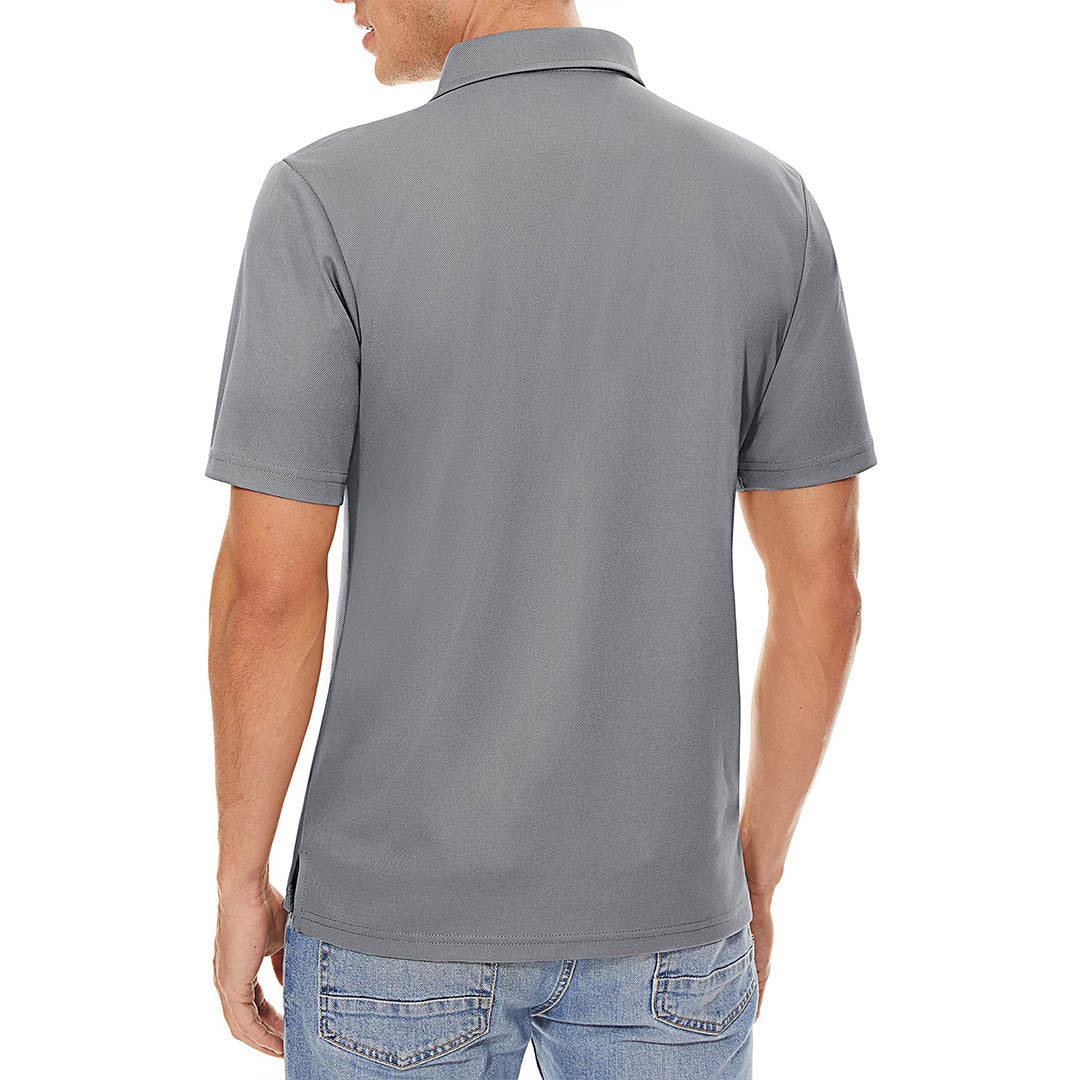 TACVASEN Light Grey Men's Dry Fit Short Sleeve Performance Golf Polo Work Shirt