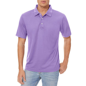 TACVASEN Light Purple Men's Dry Fit Short Sleeve Performance Golf Polo Work Shirt