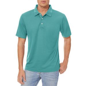 TACVASEN Grey Green Men's Dry Fit Short Sleeve Performance Golf Polo Work Shirt