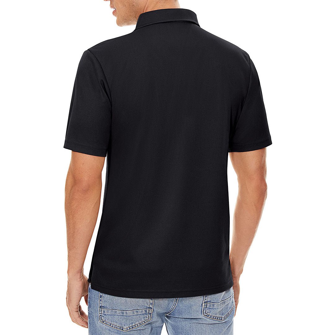 TACVASEN Black Men's Dry Fit Short Sleeve Performance Golf Polo Work Shirt