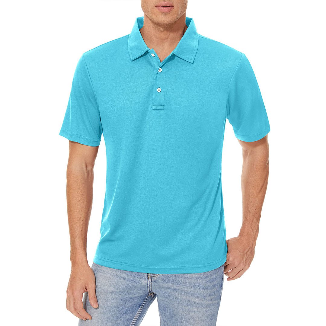 TACVASEN Ice Blue Men's Dry Fit Short Sleeve Performance Golf Polo Work Shirt